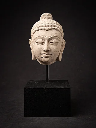 Antique Indian sandstone head of Buddha Shakyamuni