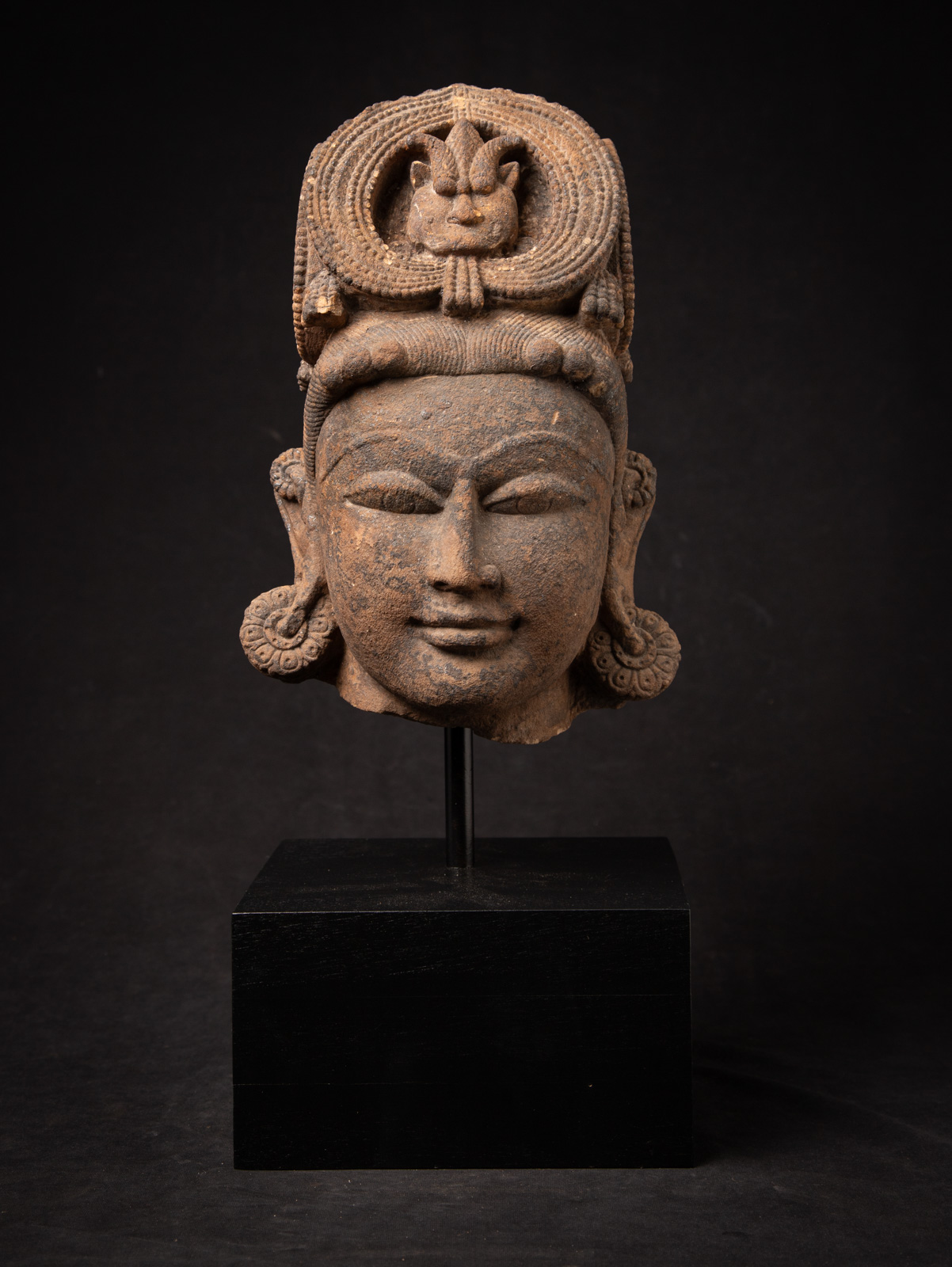 Antique sandstone Shiva head from India
