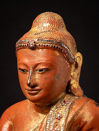 Antique wooden Burmese Mandalay Buddha