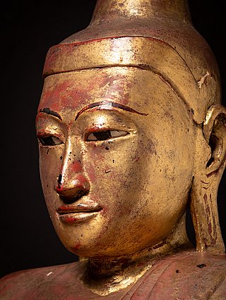 Grote antieke houten Birmese Mandalay Boeddha