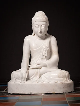 Newly made Burmese marble Buddha statue