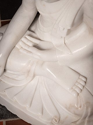 Newly made Burmese marble Buddha statue