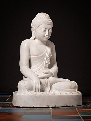 Newly made Burmese marble Buddha statue