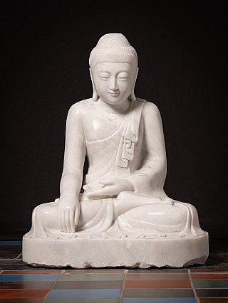 Newly made Burmese marble Buddha statue