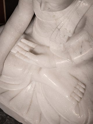 Newly made Burmese marble Buddha statue
