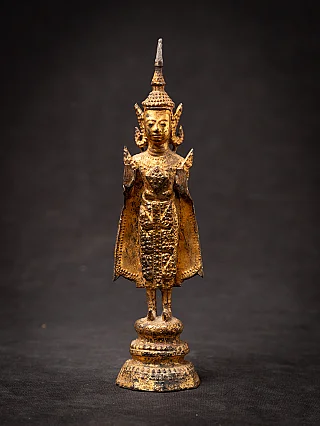 Antique standing bronze Thai Rattanakosin Buddha