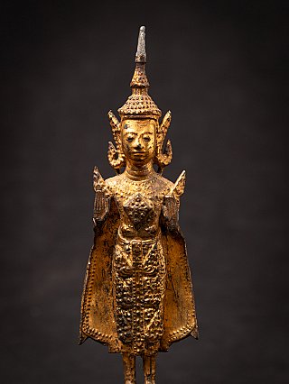Antique standing bronze Thai Rattanakosin Buddha