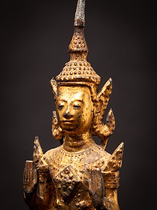 Antique standing bronze Thai Rattanakosin Buddha