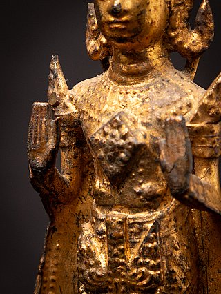 Antique standing bronze Thai Rattanakosin Buddha