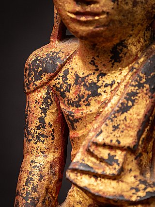 Antique wooden Burmese Buddha statue