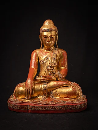 Beautiful antique wooden Burmese Mandalay Buddha