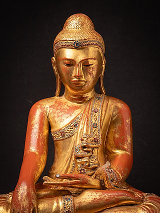 Beautiful antique wooden Burmese Mandalay Buddha
