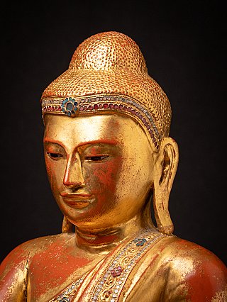 Beautiful antique wooden Burmese Mandalay Buddha