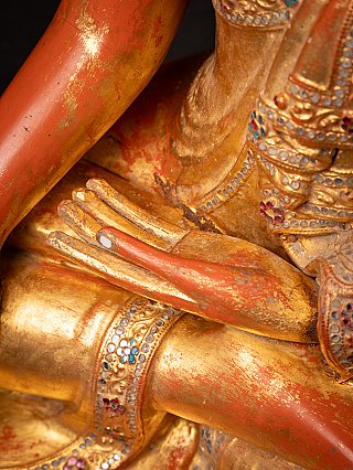 Beautiful antique wooden Burmese Mandalay Buddha