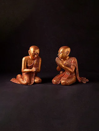 Pair of antique monk statues