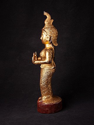 Antike Nat-Statue aus Burma (Myanmar), linke Seitenansicht mit Vitarka-Mudra