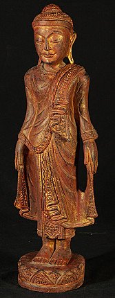 Holzerne stehende Buddha Figur
