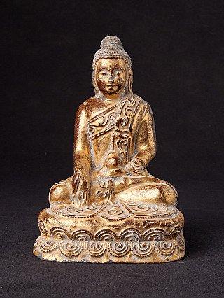 Birmaans gelakt Boeddhabeeld, zittend in bhumisparsha mudra, frontaal aanzicht