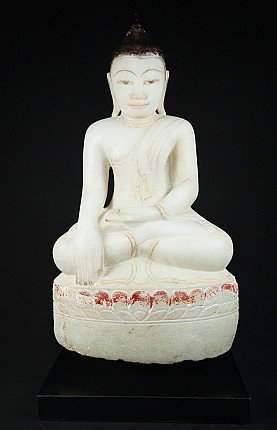 Ava Buddha statue from Burma (Myanmar), seated front view with bhumisparsha mudra