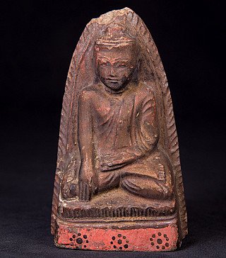 Shan-(Tai-Yai)-Buddha-Amulett aus Myanmar, sitzend in Bhumisparsha-Mudra, Vorderansicht