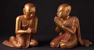 Pair of antique monk statues