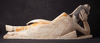 Rear view of the reclining Buddha statue in marble from Burma (Myanmar)