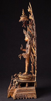 Stehende Maitreya-Buddha-Statue aus Nepal in Seitenansicht, Abhaya-Mudra und Sockel