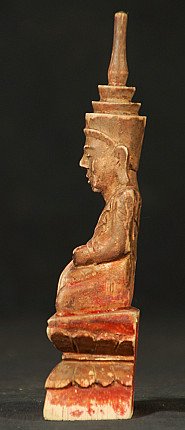 Antique wooden Shan Buddha statue