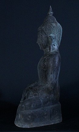 Buddha-Statue aus Bronze aus Burma (Myanmar), linke Seitenansicht im Profil