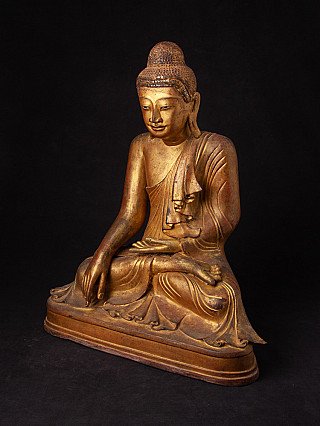 Mandalay Buddha statue from Burma (Myanmar) in bronze, three-quarter left view