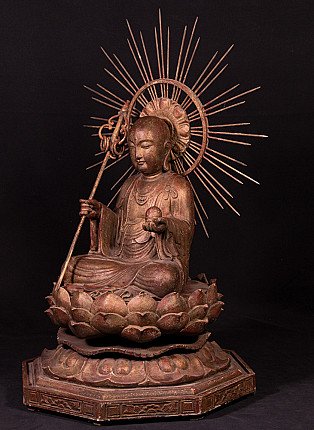 Grosse antike Jizo Monch Figur