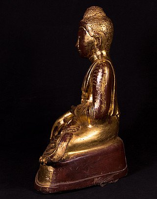 Bronze Buddha statue from Burma (Myanmar), seated, left side profile
