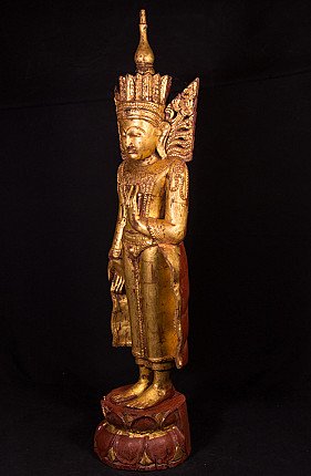 Alte stehende Kronen Buddha Figur