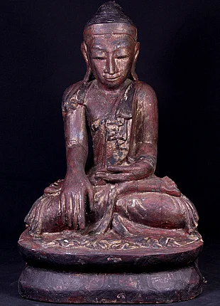 Buddha statue in Mandalay style from Burma (Myanmar), seated in bhumisparsha mudra, front view