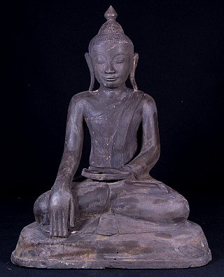 Bronzen Boeddhabeeld uit Birma (Ava-stijl), zittend in bhumisparsha mudra, frontaal