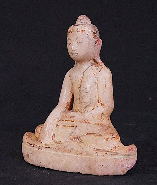 Marble Buddha statue from Burma (Myanmar), Mandalay style, three-quarter left view