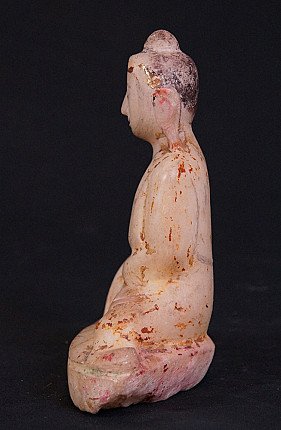 Marble Buddha statue from Burma (Myanmar), side profile view