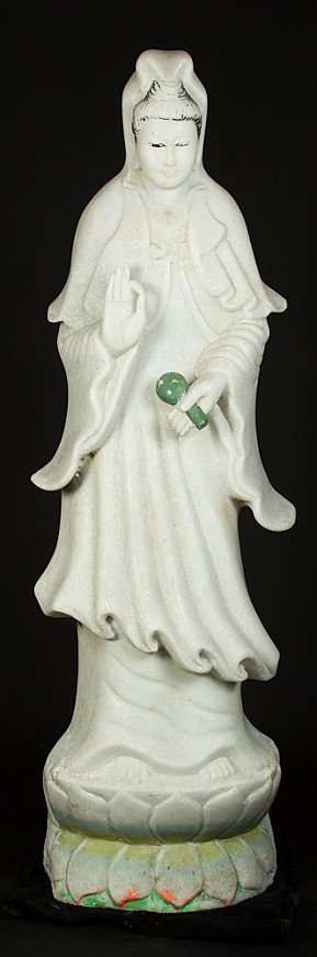 Standing marble Guan Yin statue