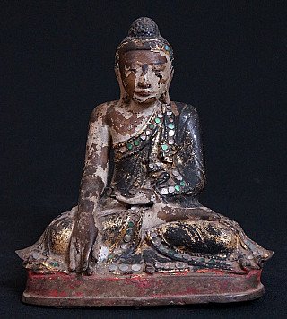 Buddha statue from Burma (Myanmar) in Mandalay style, seated in bhumisparsha mudra, front view