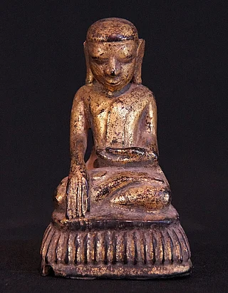 Antiker Birmanischer Monch Figur aus Holz